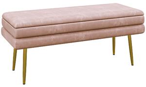 HOMCOM Panca imbottita contenitore con struttura in acciaio, 100x37,5x42 cm, rosa | Aosom Italy