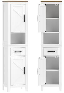 HOMCOM Armadio bagno alto e stretto con cassetto e ripiani regolabili, bianco | Aosom Italy