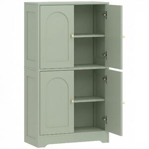 HOMCOM Credenza da cucina con 4 ante sagomate e 2 ripiani regolabili, 60x30x110 cm, verde | Aosom Italy