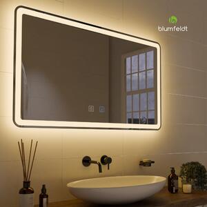 Blumfeldt Caledonian - Specchio da bagno a LED, specchio da bagno, design LED IP44, 3 temperature di colore, 120x70 cm, dimmerabile, funzione antiappannamento, tasto touch