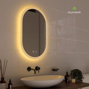 Blumfeldt Caledonian specchio da bagno a LED, specchio da bagno, IP44 LED, 3 colori, 45x80cm, dimmerabile, funzione antiappannamento, pulsante a sfioramento, ovale