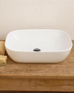 Lavabo 46x32 ciotola da appoggio in Vetroceramica Bianco Lucido