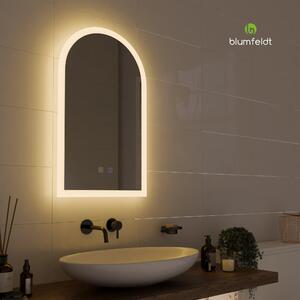 Blumfeldt Caledonian - Specchio da bagno a LED, specchio da bagno, IP44 LED, 3 temperature di colori, 45x80cm, dimmerabile, funzione antiappannamento, pulsante a sfioramento, arcuato