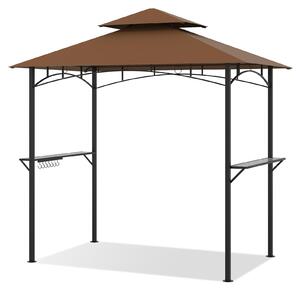 KOMFOTTEU, struttura per barbecue, cestino, ganci, 2 ripiani, dimensioni 240 x 151 x 255 cm (marrone)
