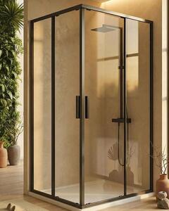 Box doccia 80x100 Rio doppio scorrevole vetro 6 mm trasparente H 195 nero
