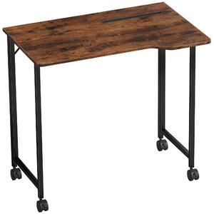 HOMCOM Scrivania pieghevole per computer con ruote e supporto dispositivo, 80x52 cm, marrone | Aosom Italy