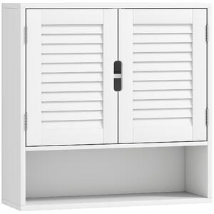 HOMCOM Armadietto da bagno a parete con anta a persiana e ripiano regolabile, 60x20x60 cm, bianco | Aosom Italy