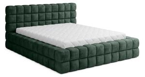 Letto matrimoniale imbottito verde scuro con contenitore e rete inclusi 180x200 cm Dizzle – ELTAP