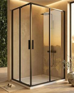 Box doccia 90x120 Rio doppio scorrevole vetro 6 mm trasparente H 195 nero