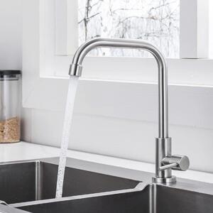 Rubinetto da cucina a freddo, girevole, con aeratore estraibile, in acciaio inossidabile 304