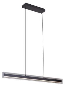 Lampada a sospensione moderna nera con vetro fumé con LED Easylift - Catch