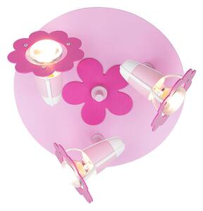 Elobra Plafoniera fiore rosa, rotonda, 3 luci