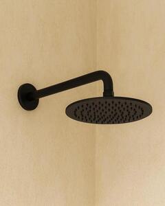 Soffione doccia 25 cm Smart tondo con braccio 35 cm nero opaco