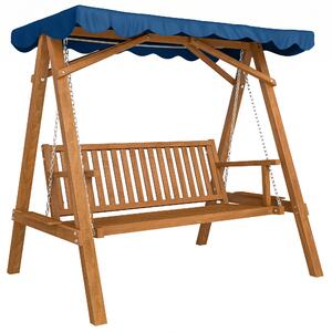 Outsunny Dondolo da Giardino Robusto 3 Posti in Legno con Tettuccio Impermeabile in PA, Dondolo in Legno, 200x 130x 185cm | Aosom Italy
