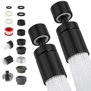 2 soffioni per rubinetto da cucina, girevoli a 360°, colore nero