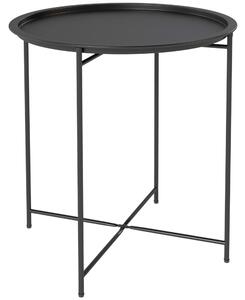 Outsunny Tavolino da Giardino con Vassoio Rimovibile e Gambe Pieghevoli in Acciaio, Ø46x50 cm, Nero