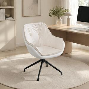 Sedia girevole MODFU con braccioli, sedia da trucco, sedia da ufficio con funzione girevole a 360° e ritorno automatico, sedia imbottita con struttura in metallo, ideale per la camera da letto, color beige