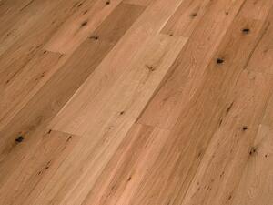 BASICfloor | 2.812 m² | Parquet in rovere marrone da 14 mm a listoni larghi, superficie piallata a mano, effetto rustico, parquet a incastro a 3 strati, trattato con olio naturale, strato di usura da 3 mm, pronto per la posa