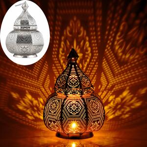 Lampada orientale a lanterna da comodino Mahana argento