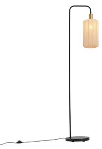 Lampada da terra Japandi nera con paralume oro e beige - Pluni