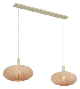 Lampada a sospensione Japandi beige con paralume in tessuto a 2 luci - Bida