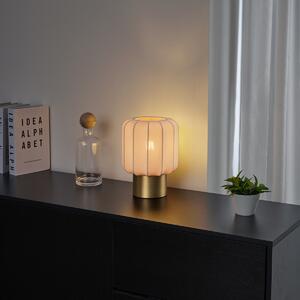 Lampada da tavolo Japandi oro con paralume beige - Pluni