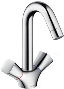 Hansgrohe Logis, robinetterie de lavabo à 2 poignées, bec pivotant, ComfortZone150, sans vidage, saillie 145mm, chromé, 71221000, 71221000