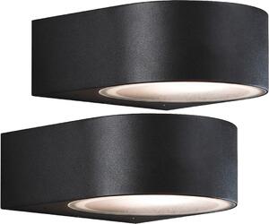 Set da 2 eleganti applique TERAMO, E27, alluminio nero, H: 7 cm