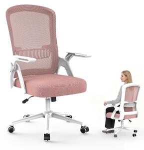 Sedia da ufficio ergonomica - Schienale a S - Braccioli ribaltabili - Rosa