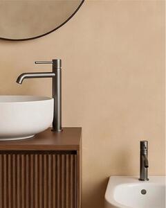 Coppia rubinetti lavabo alto e bidet senza scarico grigio metallico Memo
