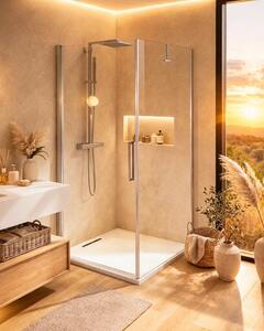 Box doccia 90x70 battente vetro temperato 6 mm 195 H cromo Linje