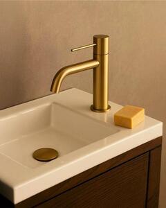 Rubinetto lavabo senza scarico in ottone oro spazzolato Memo
