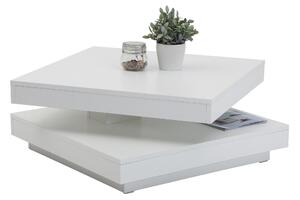 Tavolino Andy decor bianco, girevole a 360°, quadrato 67x67 cm