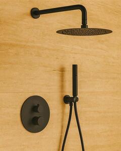 Set doccia termostatico con soffione 25 cm nero opaco Melin