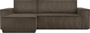 KONSIMO Divano angolare sinistro/destro con funzione letto con braccioli "NAPI", marrone, tessuto a coste, soppalco, 262x89x148cm