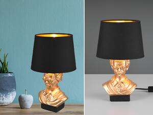 Lampada da tavolo ALBERT oro paralume in tessuto nero/oro Ø21cm altezza 36cm
