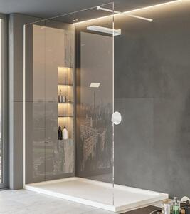Walk in parete doccia fissa 140 cm vetro trasparente 8 mm H 200 cm bianco opaco