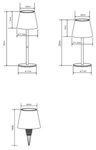Globo 58488R-LED Lampada da tavolo VANNIE dimmerabile a sfioramento, ricaricabile, per esterni, 3W/5V, IP54, 1800mAh, rossa