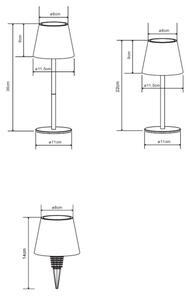 Globo 58488BL-LED Lampada da tavolo ricaricabile VANNIE con dimmer a sfioramento, per uso esterno, 3W/5V, IP54, 1800mAh, blu