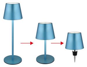 Globo 58488BL-LED Lampada da tavolo ricaricabile VANNIE con dimmer a sfioramento, per uso esterno, 3W/5V, IP54, 1800mAh, blu