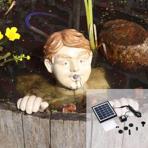 Set di sputafuoco solari "Testa e Mani" in Vetroceramica – figura da giardino da 3 pezzi, inclusa pompa solare e cavo da 3 metri – decorazione dipinta a mano per piccoli stagni, vasche in zinco e giardini