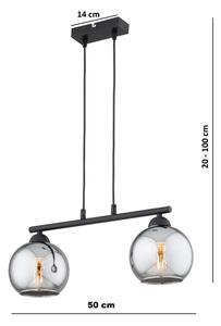 Brilagi - Lampadario a sospensione su cavo DIOR 2xE27/60W/230V nero/grigio fumé