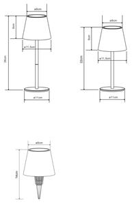 Globo 58488CH-LED Lampada da tavolo VANNIE dimmerabile a sfioramento ricaricabile da esterno 3W/5V IP54 1800mAh ottone