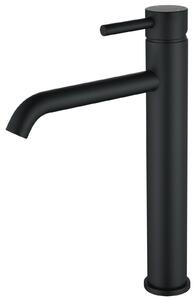 Miscelatore per lavabo da bagno, nero, con colonna in acciaio inossidabile alta
