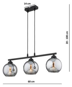 Brilagi - Lampadario sospeso con cavo DIOR 3xE27/60W/230V nero/grigio fumé