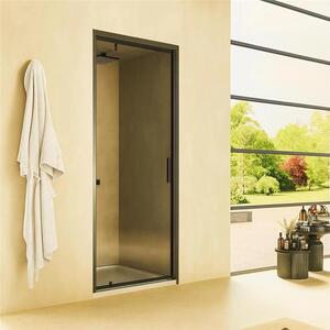 Nicchia doccia 80 cm Rio a pivot vetro 6 mm trasparente H 195 nero