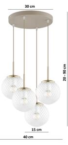 Brilagi - Lampadario a sospensione su cavo STELLA 4xE27/60W/230V beige/oro
