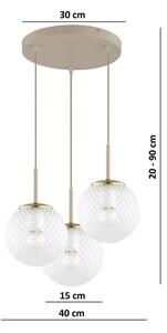 Brilagi - Lampadario sospeso con cavo STELLA 3xE27/60W/230V beige/oro