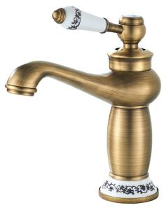 Rubinetto per lavabo in ottone anticato, miscelatore monocomando in stile retrò