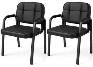 Set da 2 sedie per conferenze KOMFOTTEU, moderna sedia da ufficio, sedia imbottita per ospiti con schienale, braccioli e struttura in metallo, sedia per sala d'attesa, ideale per ufficio, conferenze, reception, studio
